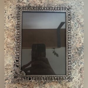Floral Silver Picture Frame with Butterfly Accent
